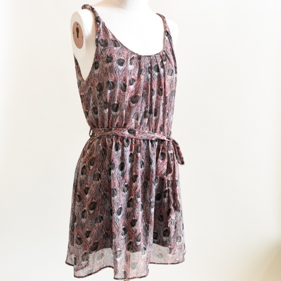 Forever 21 Dresses & Skirts - FOREVER 21 Pink/Black Peacock Feather Print Dress